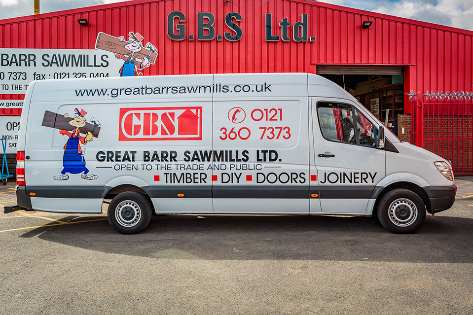 Great Barr Sawmills delivery van outside the yard
