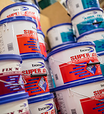 buckets of plastering material