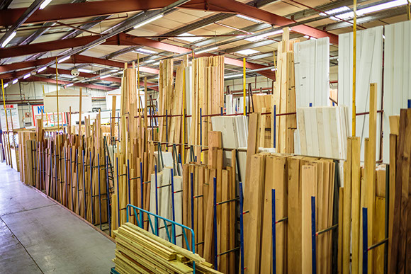 Great Barr Sawmills warehouse full of timber